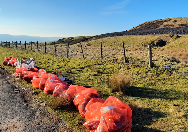 Bags of litter collected by volunteers