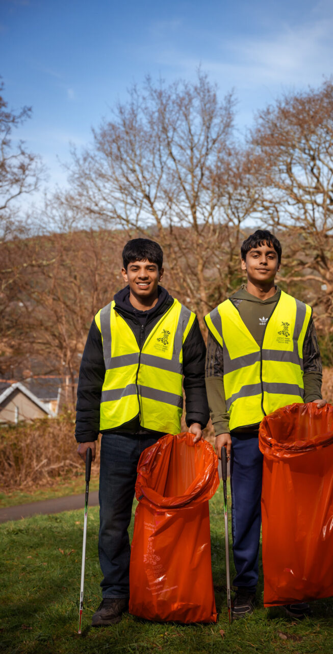 Young people litter picking